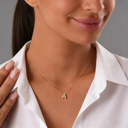 stainless steel Initial Necklace Gold  Color Cut Letters Single Name Choker Necklace For Women Pendant Jewelry Gift dropshipping