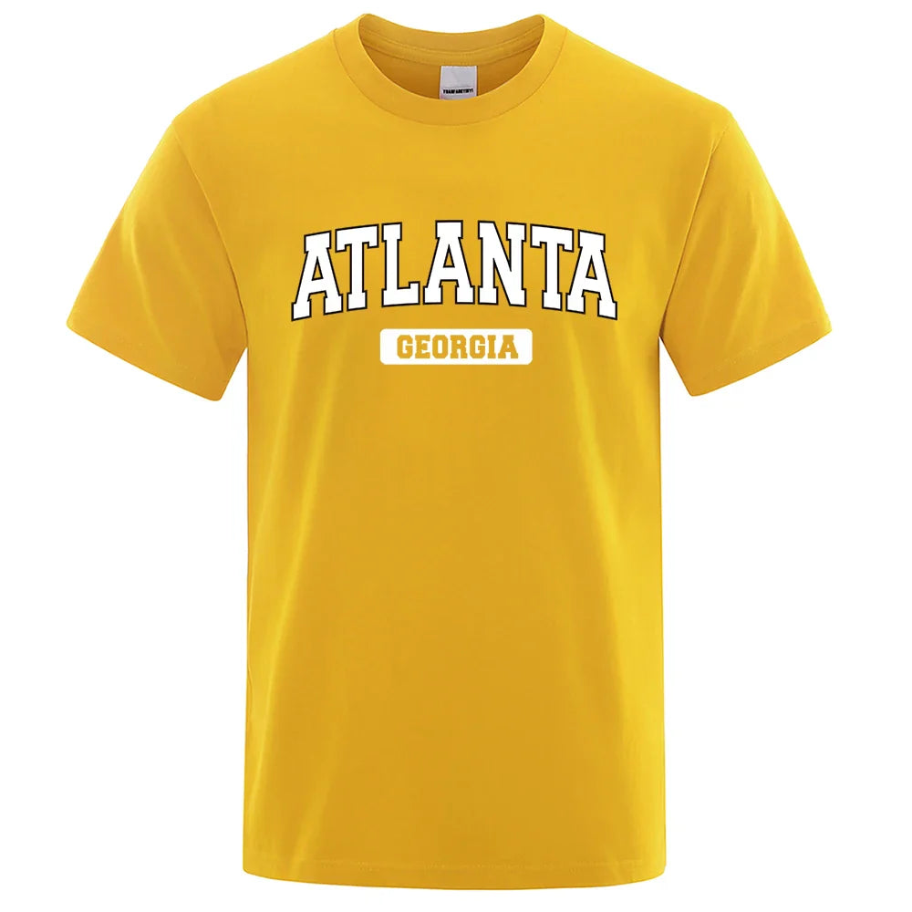 Atlanta Georgia Usa City Letter Tops Men Summer Oversize T-Shirts Cotton Loose T Shirts Fashion Breathable Male Short Sleeves
