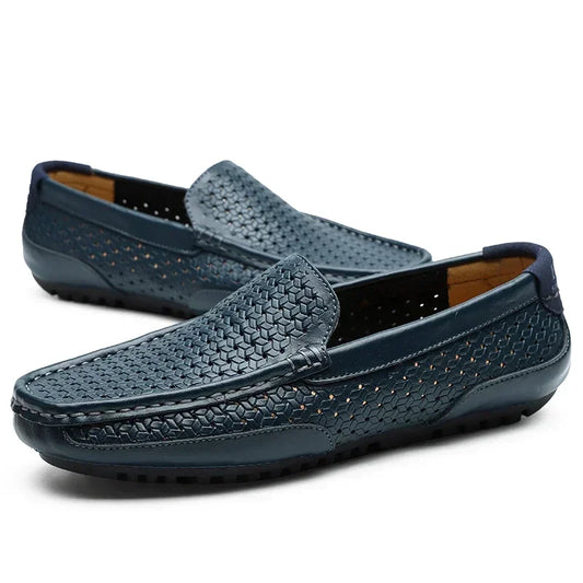 Marca de Luxo de Verão Masculina Sapatos Casuais de Couro Genuíno Macio Masculino Loafers Mocassins Designer Italiano Respirável Sapatilhas Slip-on para Barco