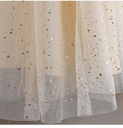 1308 Baby Dresses For Eid 2023 Girls' Sleeveless Mesh Puffy Princess Length Rainbow Skirt Dinner Piano Performance