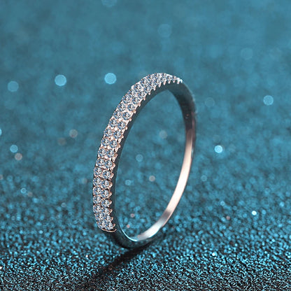 Full Moissanite Ring 925 Sterling Sliver with White Gold Plated  Eternity Band for Woman Party Sparkling Rings Jewely