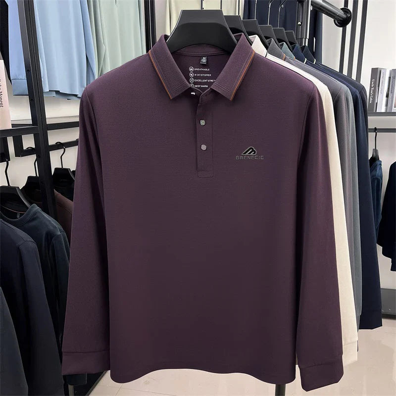 Men's long sleeved T-shirt shirt collar polo shirt 2025 spring autumn new casual wear horse logo