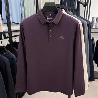 Men's long sleeved T-shirt shirt collar polo shirt 2025 spring autumn new casual wear horse logo