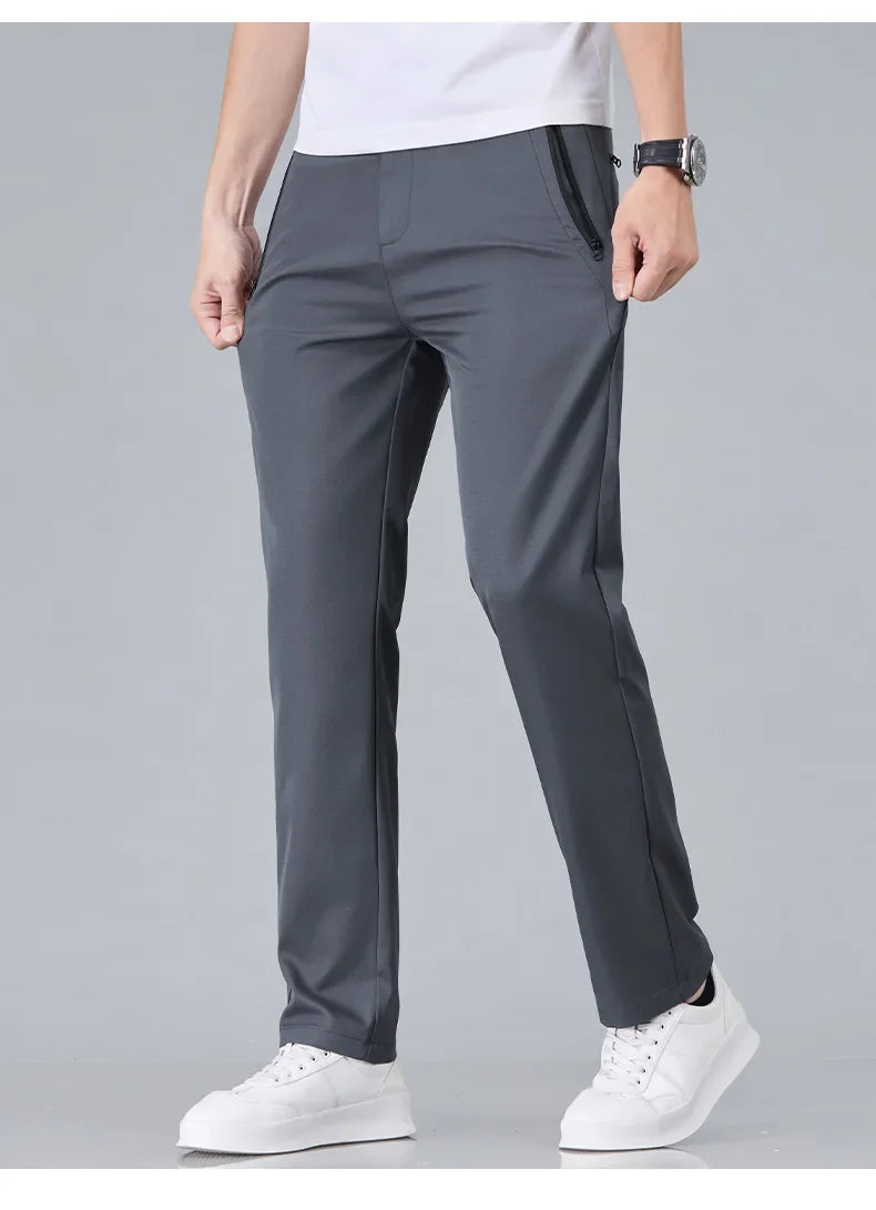 Fashion New in Men's Casual Pants Straight Slim Thin Korean Breathable Comfortable Brand Male Clothing Summer Trousers