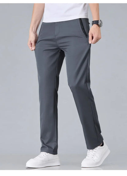 Fashion New in Men's Casual Pants Straight Slim Thin Korean Breathable Comfortable Brand Male Clothing Summer Trousers