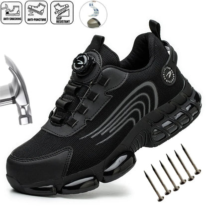 Unisex Rotating Button Safety Shoes Men For Work Sneakers Shoes Puncture-Proof Protective Women Shoes Steel Toe Work Boots