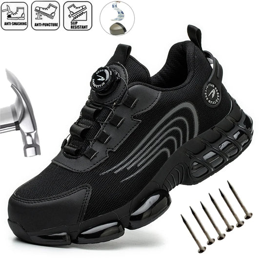 Unisex Rotating Button Safety Shoes Men For Work Sneakers Shoes Puncture-Proof Protective Women Shoes Steel Toe Work Boots