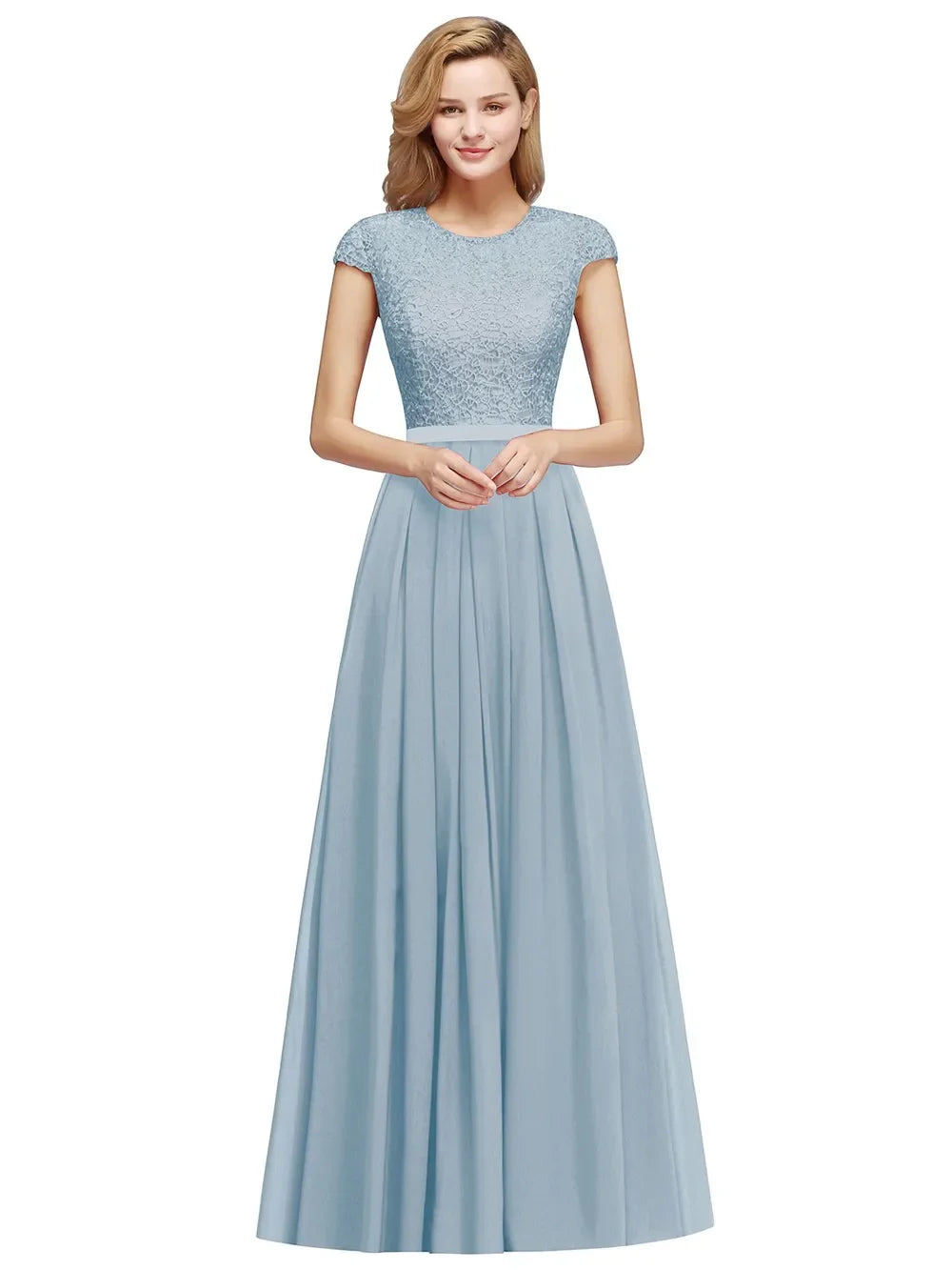 Navy Blue Evening Dresses Elegant A Line Chiffon Lace Women Formal Wedding Guest Prom Party Gowns Robe De Soirée