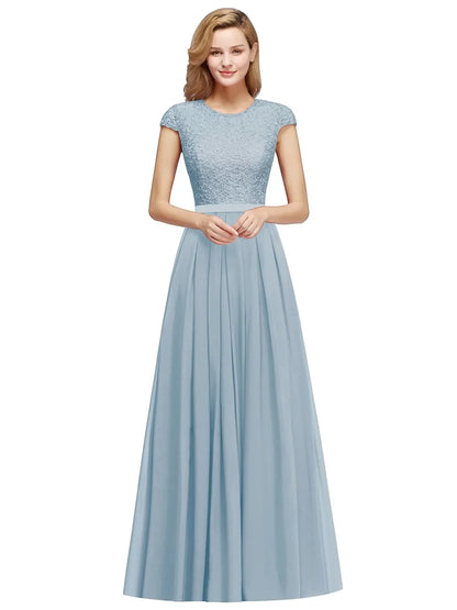 Navy Blue Evening Dresses Elegant A Line Chiffon Lace Women Formal Wedding Guest Prom Party Gowns Robe De Soirée