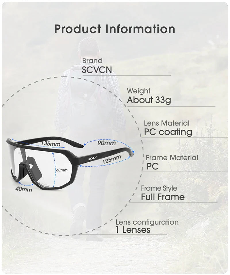 Photochromic Cycling Sunglasses Cycling Glasses UV400 Bicycle Eyewear Sports MTB Outdoor Bike Goggles Sunglasses Eyepieces
