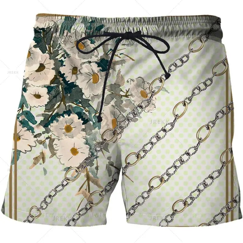Luxurious Newest Iron Chain 3D Printed Streetwear Men Board Shorts Harajuku Hip Hop Leisure Beach Shorts fitness sports Shorts