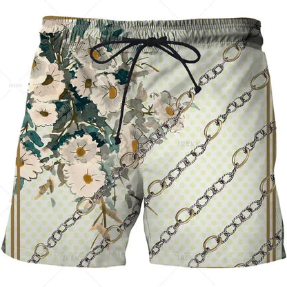 Luxurious Newest Iron Chain 3D Printed Streetwear Men Board Shorts Harajuku Hip Hop Leisure Beach Shorts fitness sports Shorts