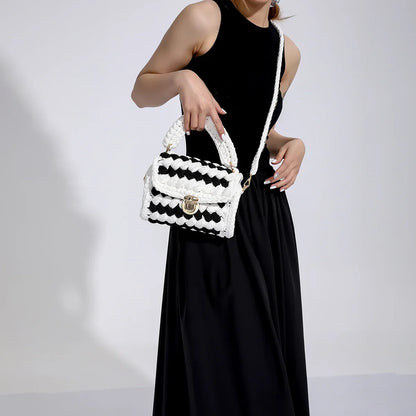 Women Handbag Woven Bag Knitted Shoulder Bag Chunky Knit Bag Crochet Top Handle Bag Lady Shopper Gifts