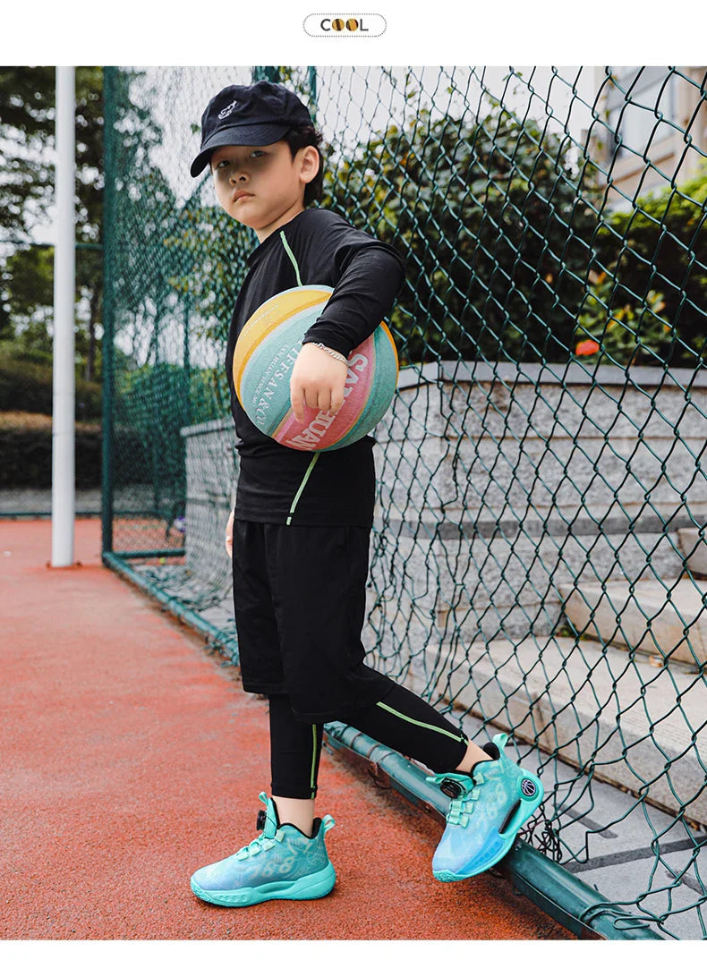 Kids Basketball Shoes Non-slip Breathable Basketball Training Sneakers Boys Girls Athletic Shoes Luminous Children Running Shoes