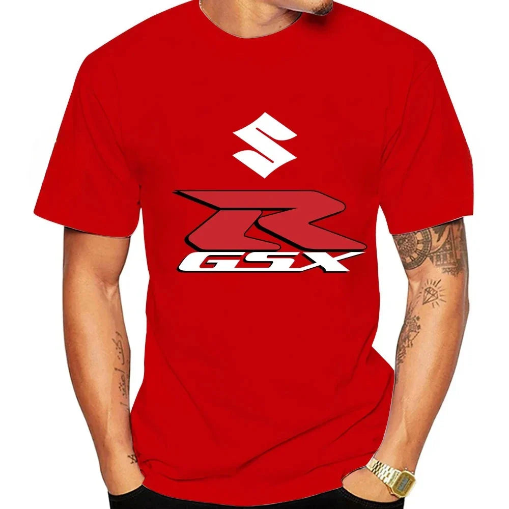 GSX-R New 100% Cotton Trendy Men T-shirt Summer Daily Outdoor Sports Party Casual Loose Comfortable Street Short-sleeve