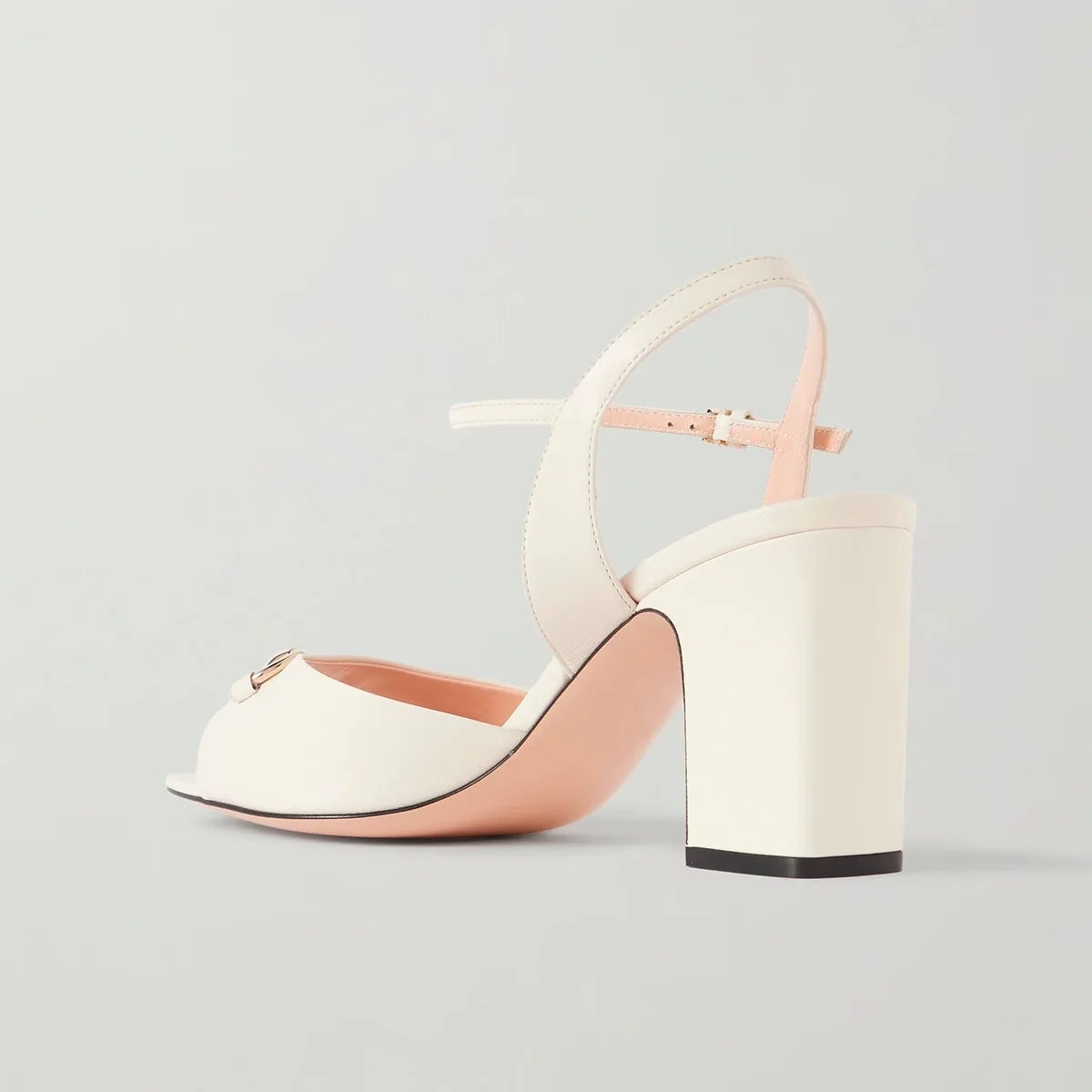 Black Cowhide Square Toe Chunky Heel One Word Buckle Sandals Metal Buckle Open Toe Modern Sandals
