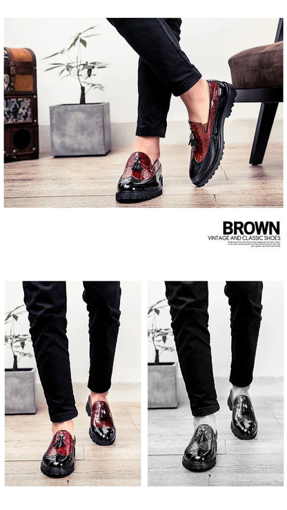 High Quality Casual Business Leather Shoes Men Formal Men's Dress Shoes Classic Tassels Retro Office Social Leather Loafers Male
