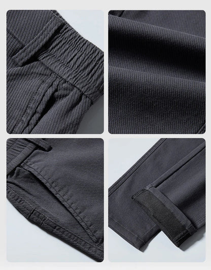2024 Spring New Business Casual Pants Men Thick Slim Elastic Waist Trousers Classic Brown Black Grey High Quality Male Clothes