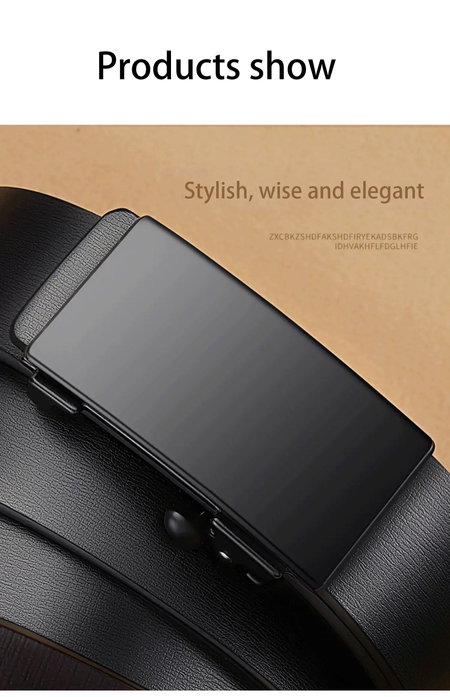 Men Leather Belt Black Metal Toothless Automatic Buckle Business Casual PU Leather Men's Fashion High Quality Belt