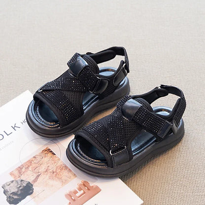 Summer Girls New Sandals Breathable Mesh Children's Causal School Sandals Simple Fashion Kids Beach Platform Sandals Open-toe