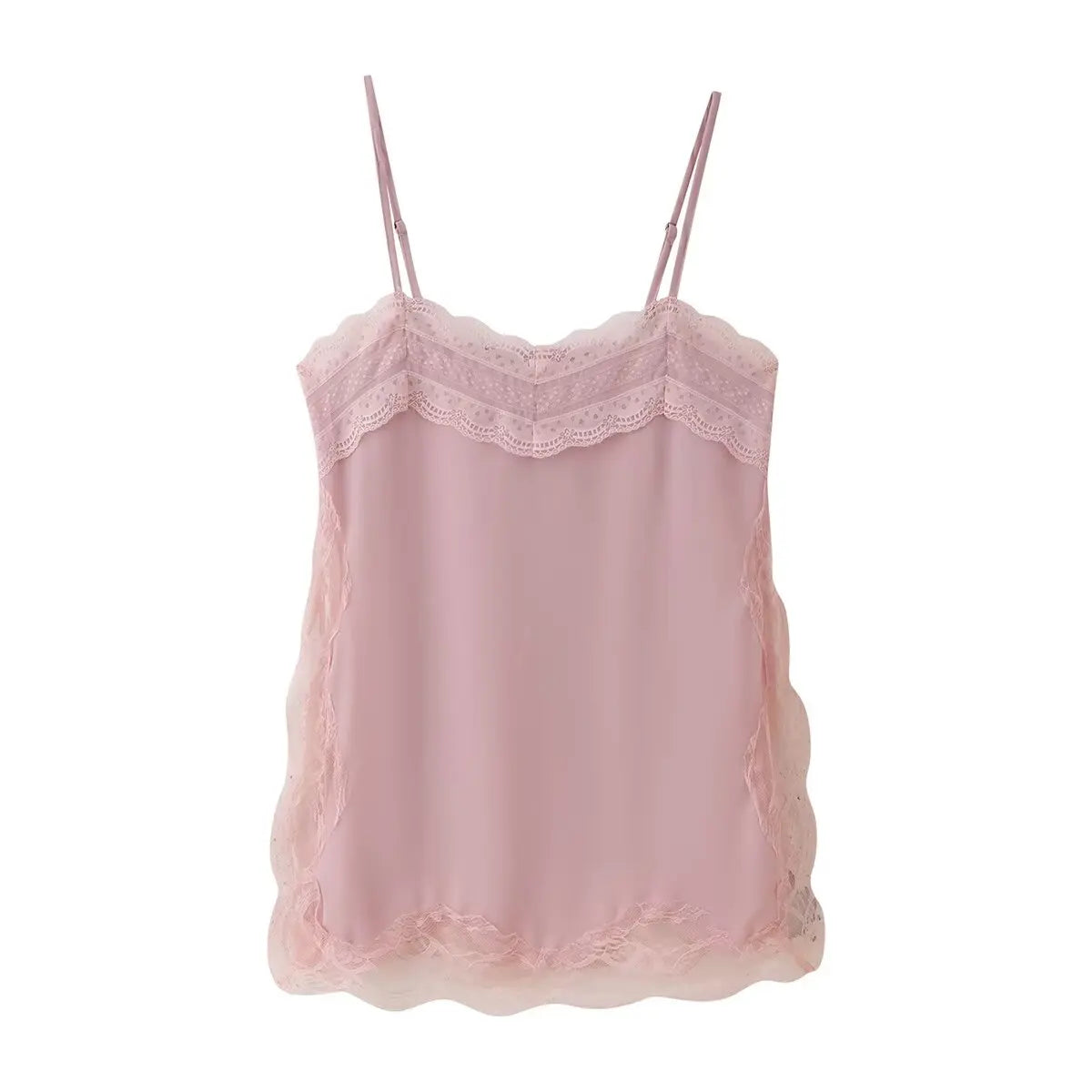 2025 New Women Cami Top Heart Neck Lace Trim Sleeveless Casual Sexy Summer Party Fashion Multi Color