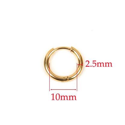 10pcs 316L Stainless Steel Hoop Earrings Women Men Punk Hiphop Circular Ear Buckle Ring Jewelry Gold Color Accessories Wholesale