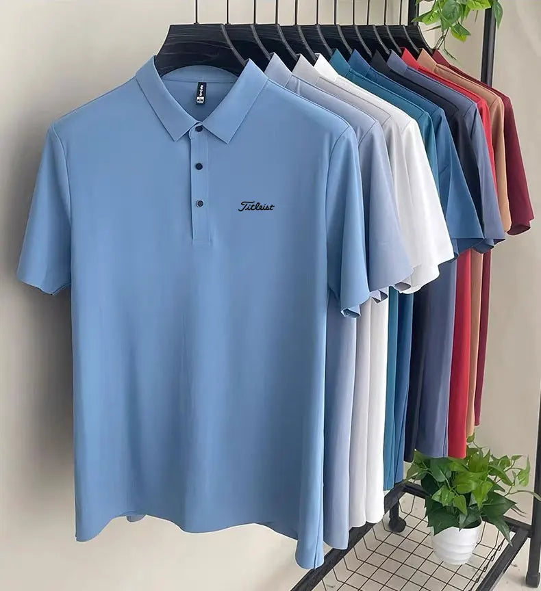 Men's Golf Outdoor Casual Polo Shirt T-Shirt Summer High-End Brand Cool and Breathable Fitness Sports Short Sleeve Top