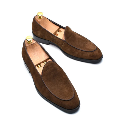 Luxury Italian Wedding Party Men's Loafer Dress Shoes Cow Suede Leather Slip-on Gentleman Fashion Suit Formal Shoes Man Footwear
