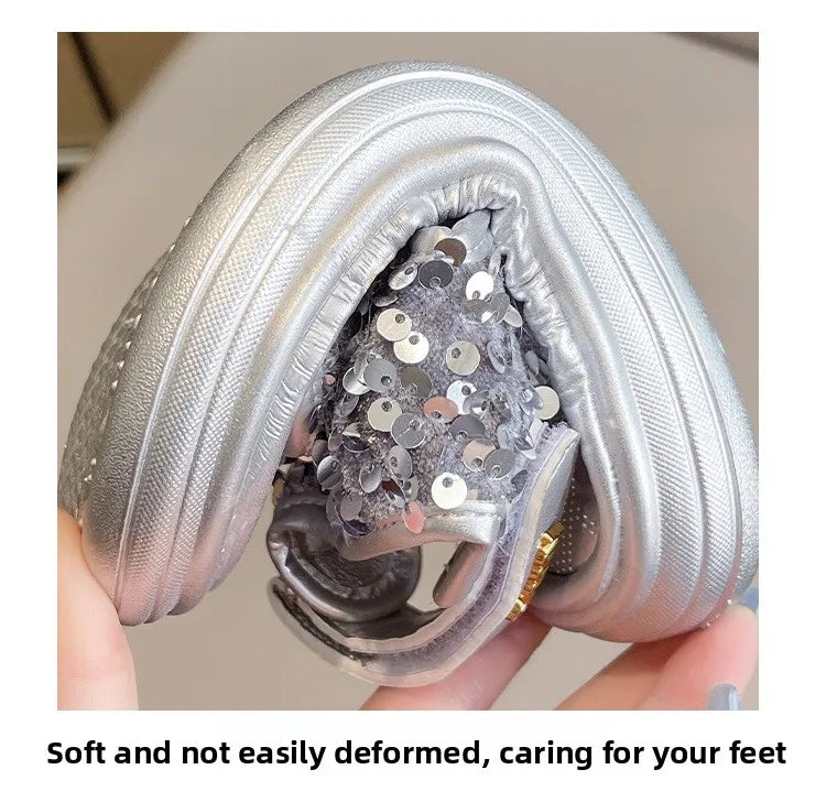 Summer Children's Sandals Sequins Thick Soled Girls Causal Princess Open-toe Sandals Fashion Non-slip Kids Beach Shoes Versatile