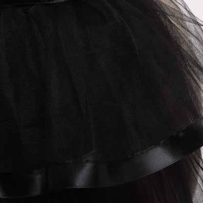 Women Punk Puffy Ruffle Tutu Bustle Skirts Sexy Steampunk Cocktail Party Tie-on Overskirt Gothic Tulle Skirt for Female