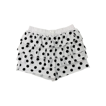 Summer Polka Dot Cake Shorts for Women Elastic Waist Bow Patch Slim Fit Casual Fashion Pants