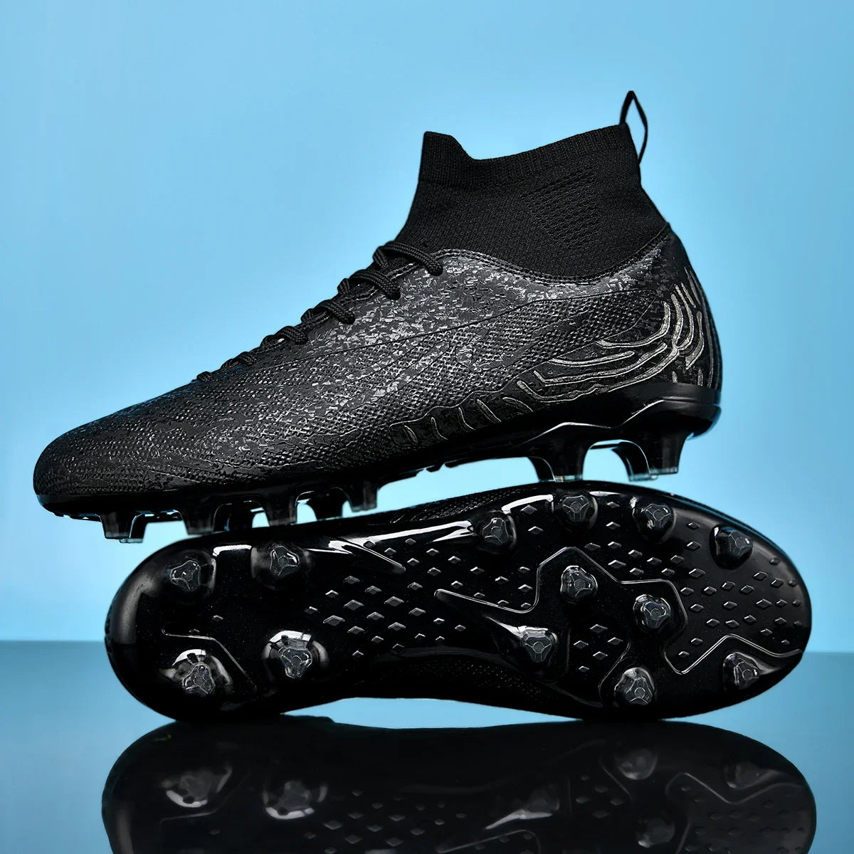 Men & Women AG Stud Leather Football Shoes, Anti-slip, for adult & student training, artificial and natural grass pitches
