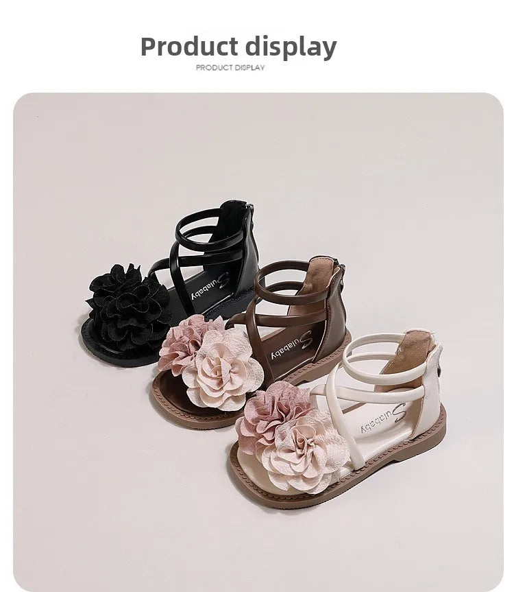 Girls' Sandals 2026 Summer New Children's Flower Princess Shoes Soft Sole Anti Slip Baby Girls' Roman Sandals