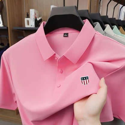 New Polo Shirt For Man Summer Short Sleeves Lapel Printing Trend Brand T-Shirt Business Leisure Ventilate Versatile Men's Wear