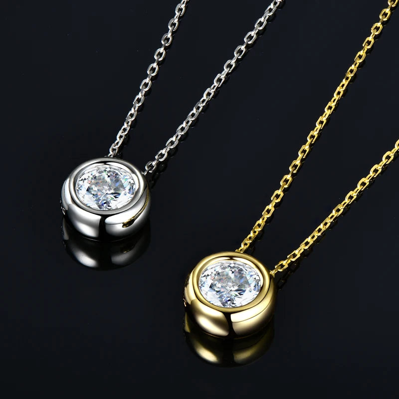 Real 3ctw. D Color Moissanite Jewelry Set 925 Silver 18k Gold Plated Pendant Necklace Stud Earrings Set for Women Men Gift