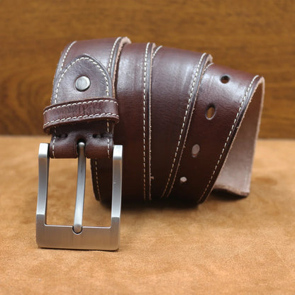 Natural cowhide belt for men's hard metal buckle soft original cowhide mens leather belt unique texture real leather jeans belt