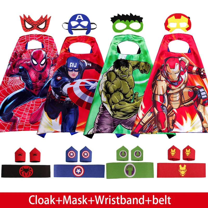 Spiderman Iron Man Children Cloak Cosplay Costume Masquerade Kids Mask Cape Thor Cape Birthday Party Gift