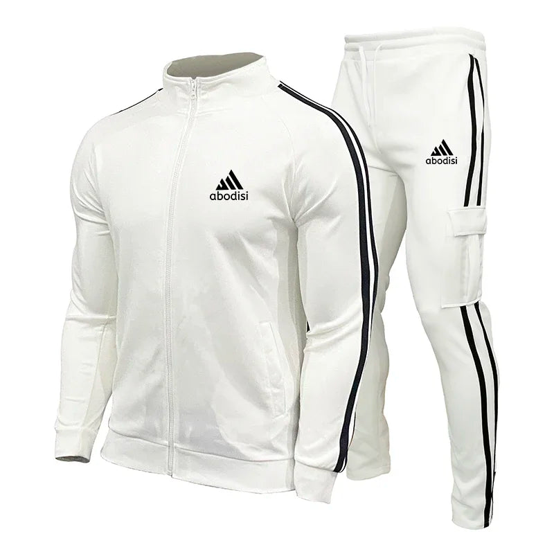 New Spring Fashion Casual Men Tracksuits Stripe Sportswear Men's Sets Jacket Casual Tracksuit Male Gyms Sweatshirt 2 Piece Set
