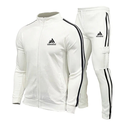New Spring Fashion Casual Men Tracksuits Stripe Sportswear Men's Sets Jacket Casual Tracksuit Male Gyms Sweatshirt 2 Piece Set