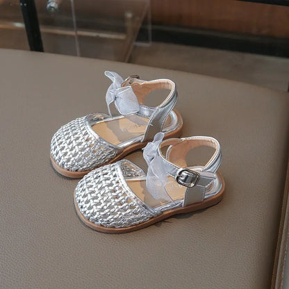 Kids Girls Shoes Children's Woven Sandals New Summer Popular Roman Shoes Children's Soft-soled Princess Shoes