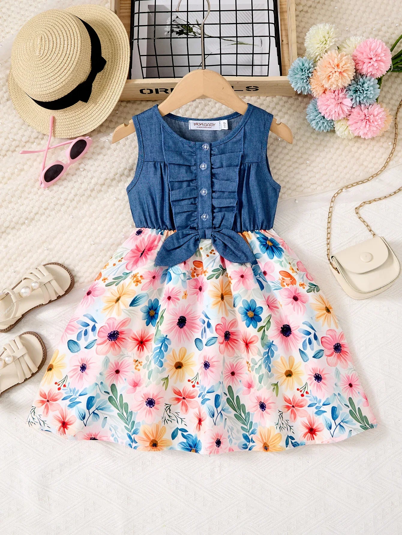 New Summer Children Dresses With Bow Print Casual Dress Outdoor Carnival Birthday Party Girl Clothes Cute Girl Skirt 2-10Y