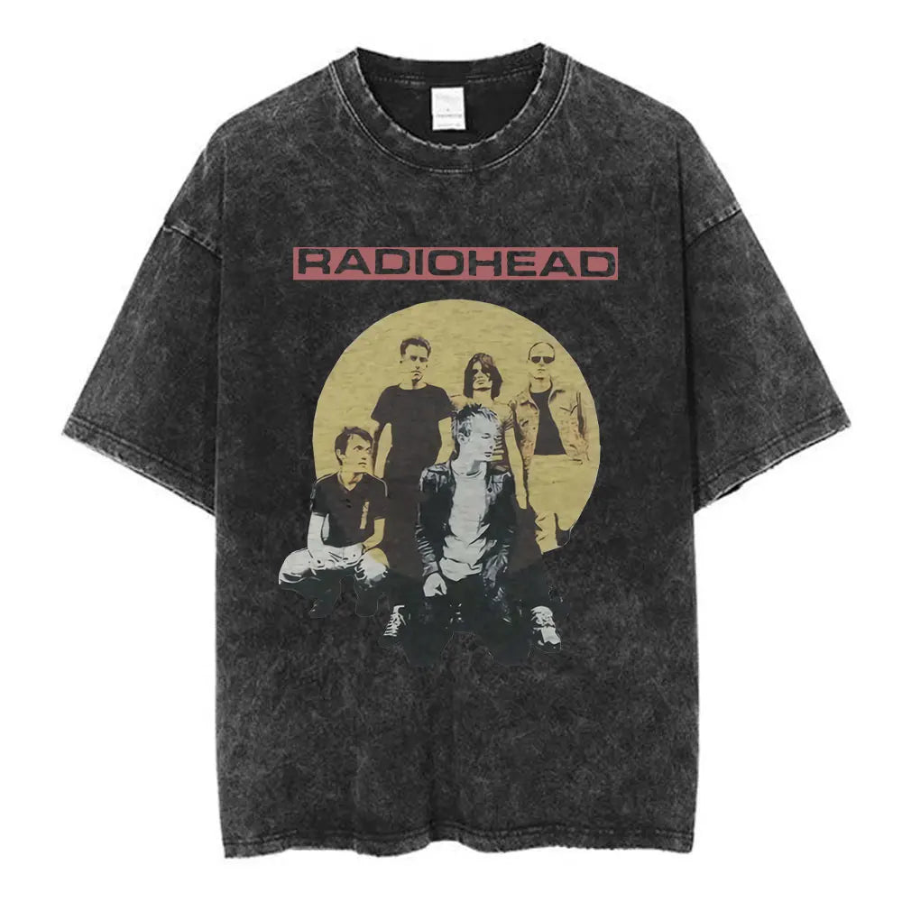 Rock Band Washed Cotton T Shirt Men Women Hip Hop Music Tee Fashion Short Sleeve Tshirt Summer Oversized T-shirts Tops