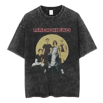 Rock Band Washed Cotton T Shirt Men Women Hip Hop Music Tee Fashion Short Sleeve Tshirt Summer Oversized T-shirts Tops