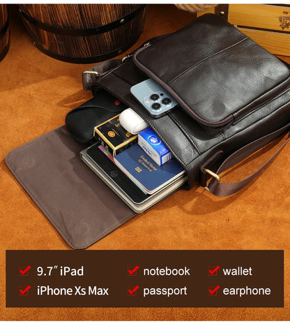 Men's Bags Genuine Leather Messenger Bag Crossbody Shoulder Bags For Male Casual Handbag Men Sling Pack For Work Business