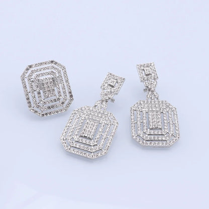 Silver Plated Jewelry Sets For Women Necklace Earrings Bracelet Ring Dubai African Indian Bridal Accessory