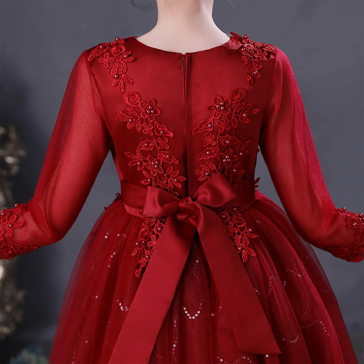 Princess Dress Girls' Pengpeng Yarn Spring/Summer New Long Sleeve Fashionable Children's Performance