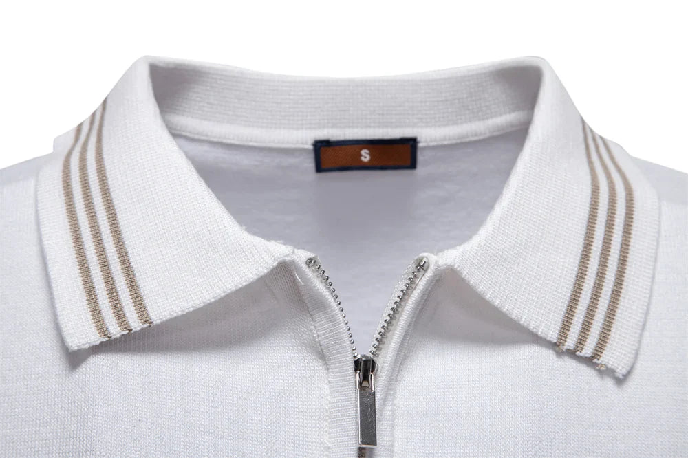 ‌2025 Men's Slim Fit Solid & Striped Business Casual Polo Shirts Breathable Short Sleeve Comfort Top for Office Social Summer