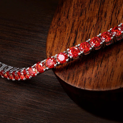 All Red Moissanite Tennis Bracelets for Women Man Wedding Jewelry with GRA s925 Sliver Plated 18k White Gold Bracelet