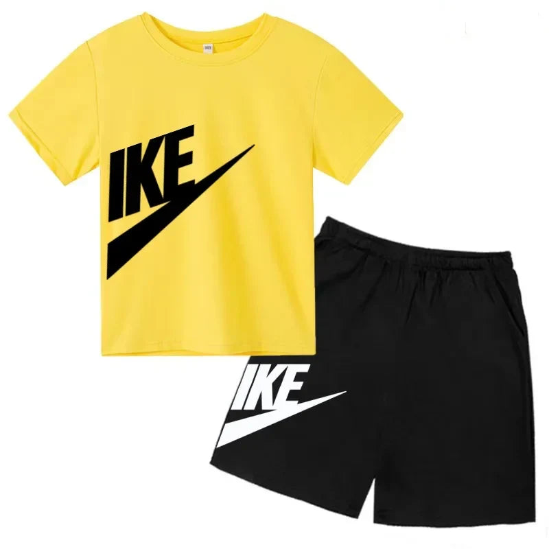 Kids Summer Short Sleeve T-shirt Shorts 2Pcs Set Boy Girl Casual Sport Jogging Suit Toddler 3-12Y