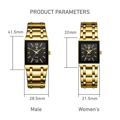 Luxury Golden Quartz Wristwatches For Female Girl Male Fashion 30m Waterproof Women Ladies Mens Watches Relogio Feminino